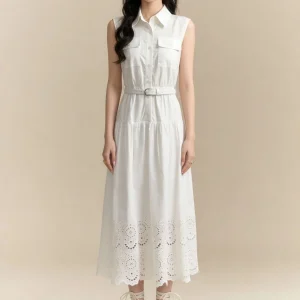 Maribel Belted Shirt Midi Dress