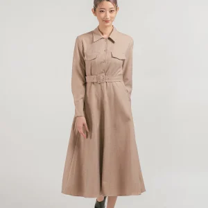 Belted Maxi Shirt Dress